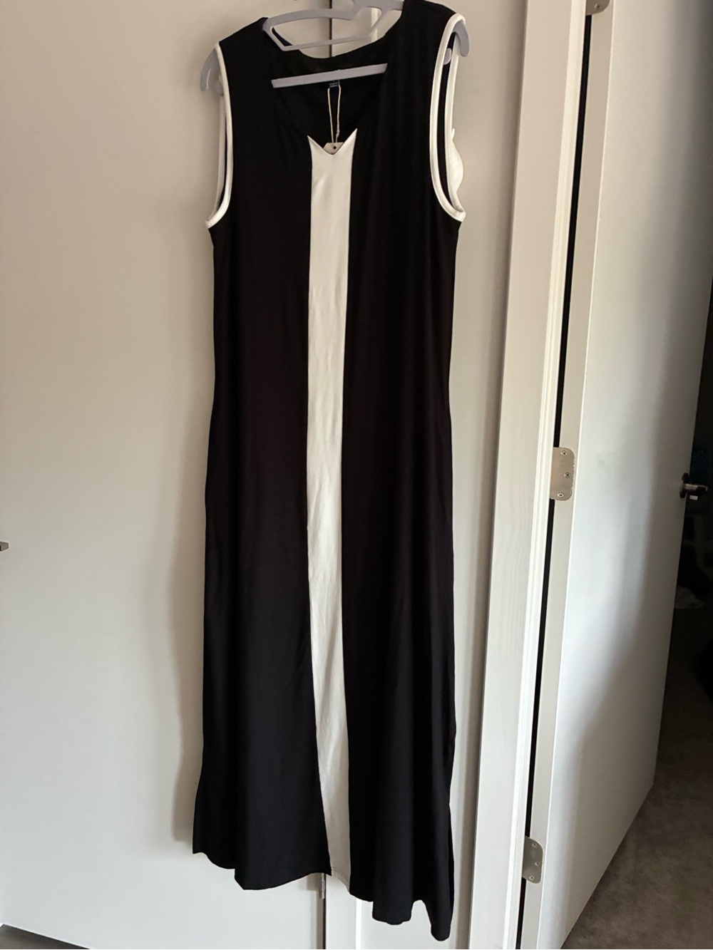 ADORA Black Maxi Dress with White Center Panel